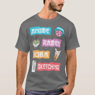 T-shirt Anime Ramen Boba Sketching Kawaii Anime Lover Merc