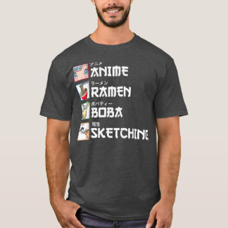 T-shirt Anime Ramen Boba Sketting - Kawaii Anime Lover Gi
