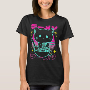 T-shirt Anime Ramen Chat Rétro Nouilles Japonaises Esthéti