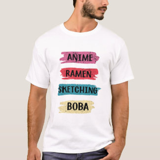 T-shirt Anime Ramen Sketching Boba