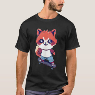 T-shirt Anime Red Panda Skateboard
