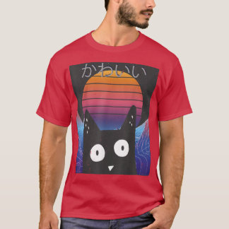 T-shirt Anime Retro Kitten Neko Synthwave Japan 80s Manga 
