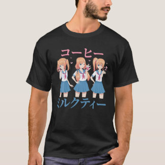 T-shirt Anime School Girl - Milk Tea - Café - Japonais A