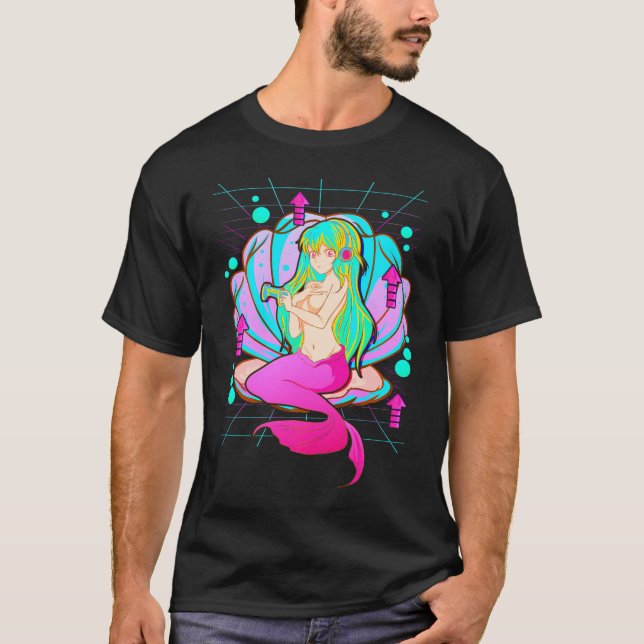 T-shirt Anime Sirène Gamer Pastel Thème Vaporwave (Devant)