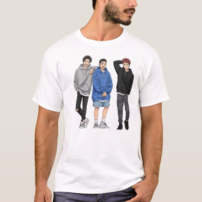 T-Shirt Anime Squad Goals - Trois Amis   (Devant)