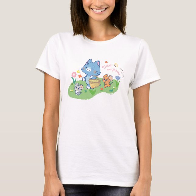 T-shirt Anime Tom, Jerry et Tuffy Picnic (Devant)