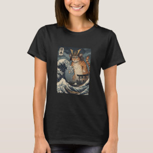 T-shirt Anime Ukiyo-e Chat samouraï guerrier japonais vint