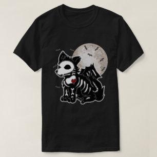 T-shirt Anime Wolf Emo Goth Edgy Skeleton Halloween Chien