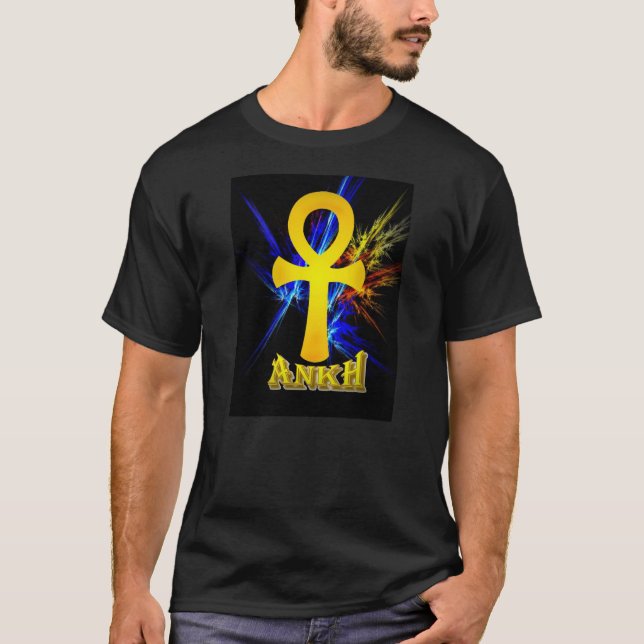 T-shirt Ankh avec la foudre de fractale (Devant)