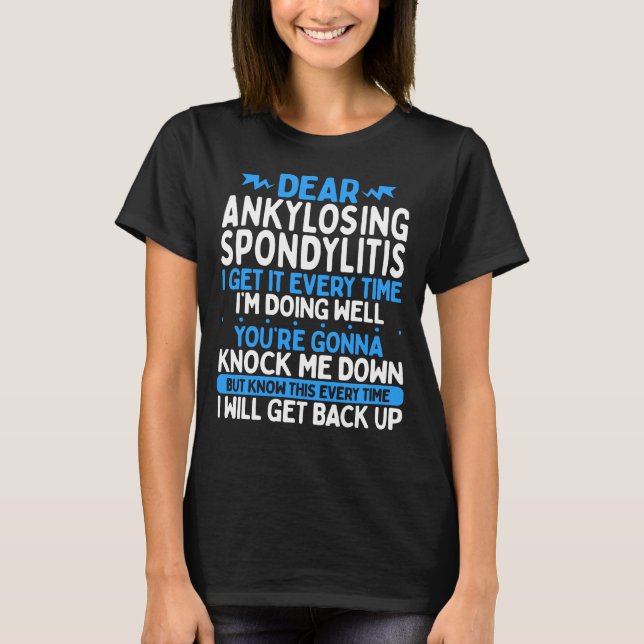 T-shirt Ankylose sensibilisation Spondylitis Blue Ribbon A (Devant)