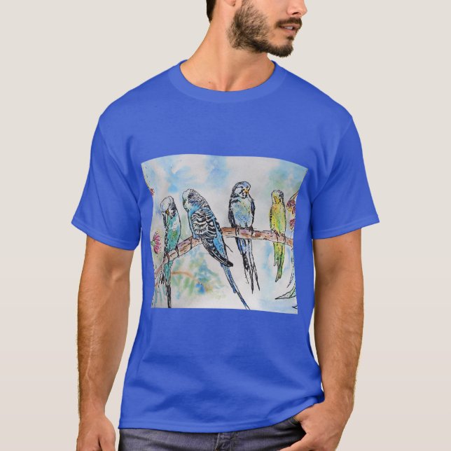 T-shirt Anneau clé d'art de l'Australian Bird Budgie Water (Devant)