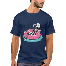 Anneau gonflable rose drôle de squelette de dessin