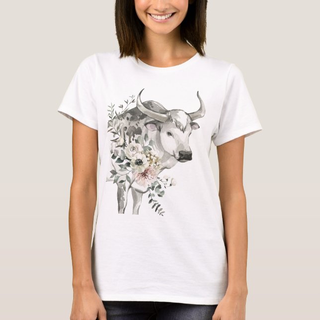 T-shirt Année aquarelle de l'Ox | Nouvel an Chinois (Devant)
