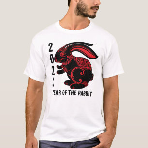 T-shirt Année chinoise du lapin 2023, rouge noir