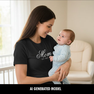 T-shirt Année d'établissement de maman personnalisée Écrit