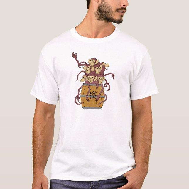 T-shirt Année du baril de singe complètement de singes (Devant)