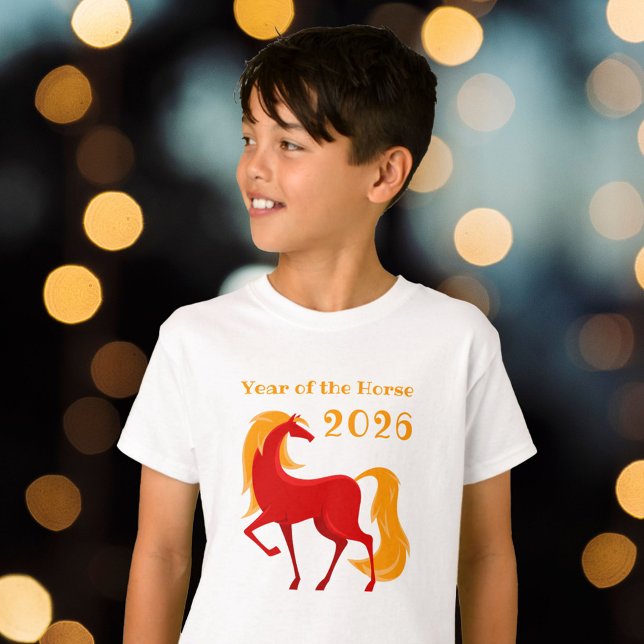 T-shirt Année du Cheval de Feu 2026 Chinois Zodiac Boy's (Créateur téléchargé)