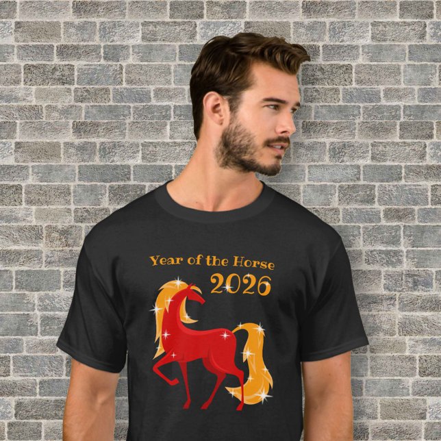 T-shirt Année du Cheval de Feu 2026 chinois Zodiac hommes (Créateur téléchargé)