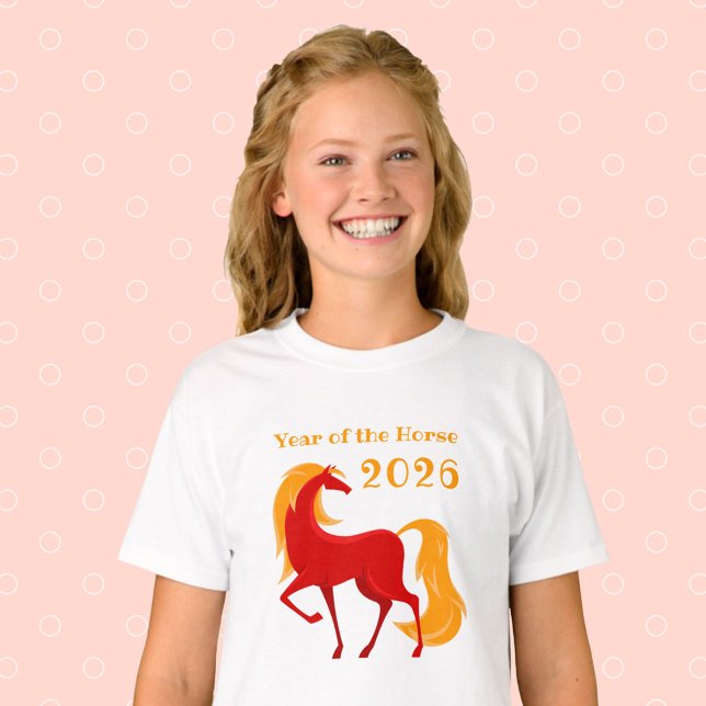 T-shirt Année du Cheval de Feu 2026 Chinoise Zodiac fille (Créateur téléchargé)