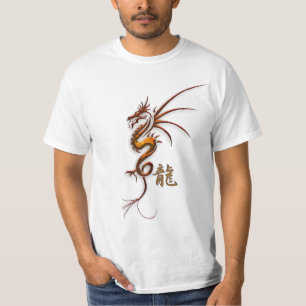 T-shirt Année du "DRAGON" chinois dragon de cuivre & Kanji