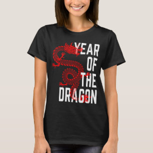 T-shirt Année du Dragon rouge blanc