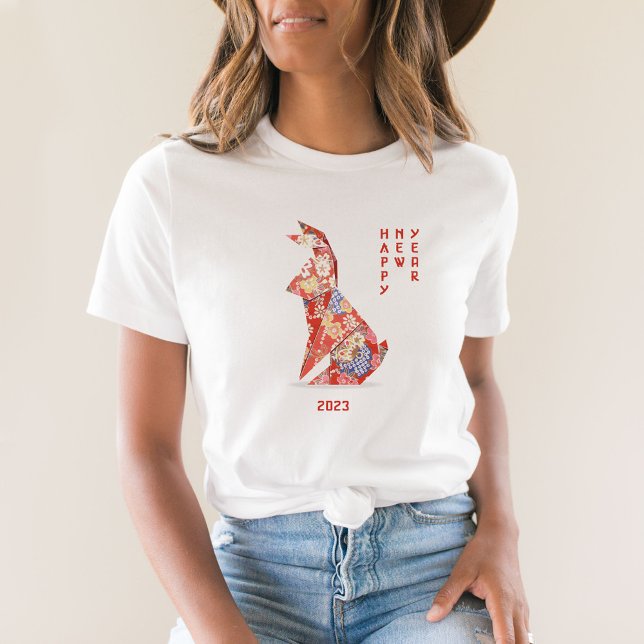 T-shirt Année du lapin rouge Origami du lapin 2023 (Créateur téléchargé)