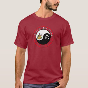 T-shirt Année du lapin - yinyang (texte blanc)