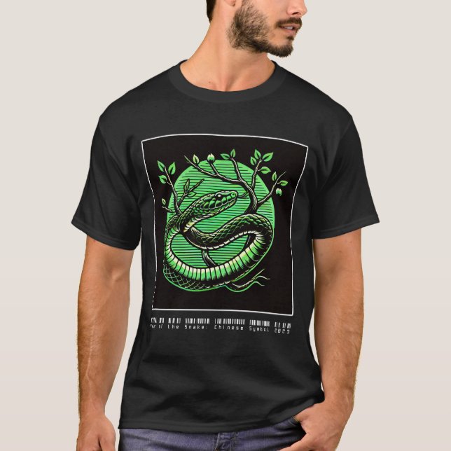 T-shirt Année du serpent : Symbole chinois 2025 (vert) (Devant)
