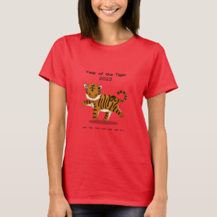 T-shirt Année du Tigre 2022 Animal de Zodiaque Mignon Roug