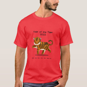 T-shirt Année du Tigre 2022 Zodiac mignon animal rouge