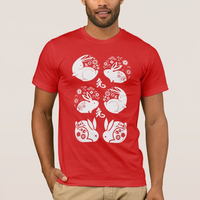 T-shirt Année lunaire du Zodiaque chinois rouge du lapin (Devant)