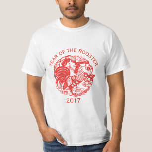 T-shirt Année personnalisable de coq de Papercut de