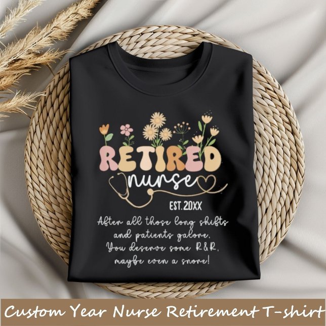 T-shirt Année personnalisée Infirmière retraite Floral Sup (Créateur téléchargé)