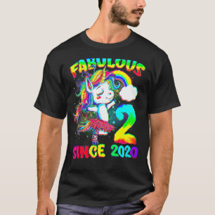 T-shirt Années 2e anniversaire Unicorn Girl Fabulous