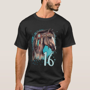 T-shirt Anniversaire 16 Filles Écurie De Cheval Seize 16 A