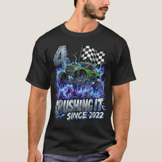 T-Shirt Anniversaire 4 Ans Camion Monstre Garçons