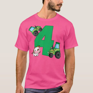 T-shirt Anniversaire 4 Ans Garçons Tracteur Agriculteur 4