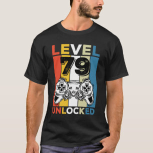 T-shirt Anniversaire 79e niveau déverrouillé 79 Jeu Vintag