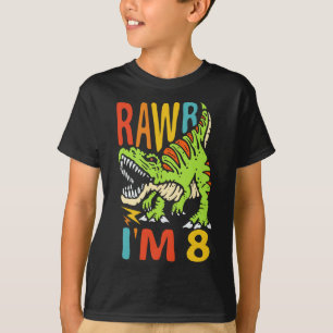 T-shirt Anniversaire 8 ans Dinosaure T Rex Rawr J'ai 8 ans