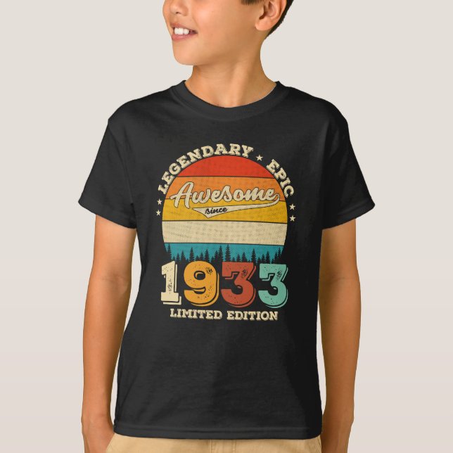T-shirt anniversaire âgé de 92 ans 1933 Magnifique cadeau  (Devant)
