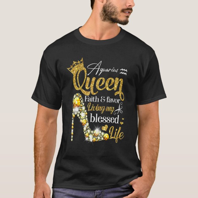T-shirt Anniversaire Aquarius Queen Faith Favoriser Vivre  (Devant)