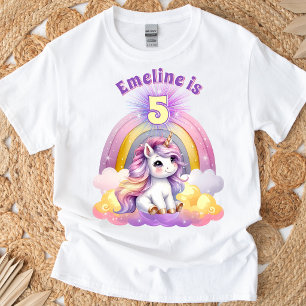 T-Shirt Anniversaire Arc-en-ciel Pailleté Licorne Magique 