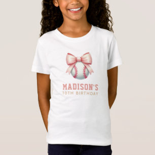 T-Shirt Anniversaire Baseball Fille Personnalisé Nœud Papi