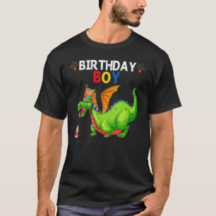 T-shirt Anniversaire Boy Dragon Party Fête Garçons Enfants