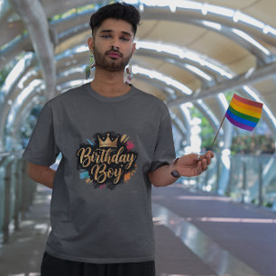 T-shirt Anniversaire Boy Golden Crown Splash