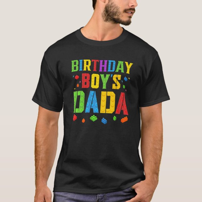T-shirt Anniversaire Boy's Dada Blocks Master Builder Bric (Devant)