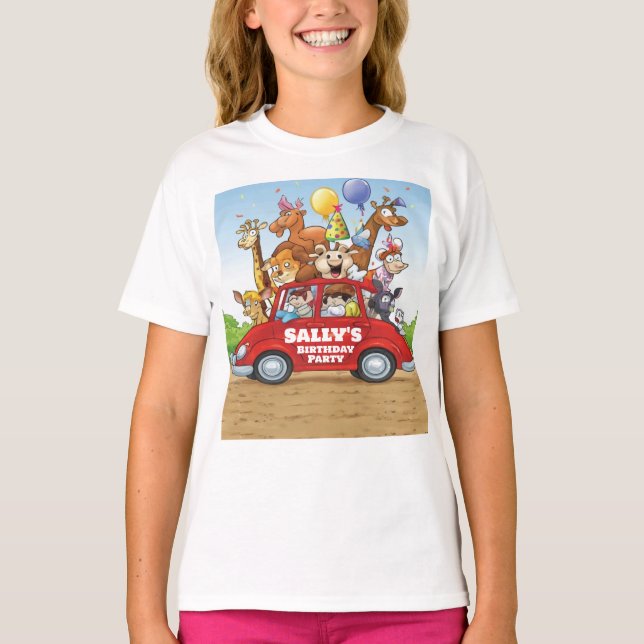 T-shirt Anniversaire Cadeau Animal Party Voiture Ride Anni (Devant)