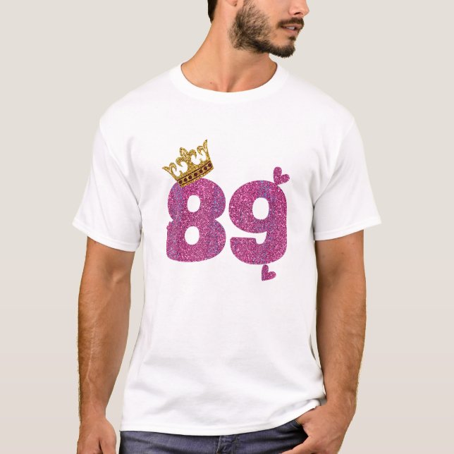 T-shirt Anniversaire Couronne 89 Ans Bd (Devant)