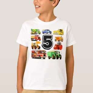T-shirt Anniversaire d'âge d'enfants 5ème de camions fai