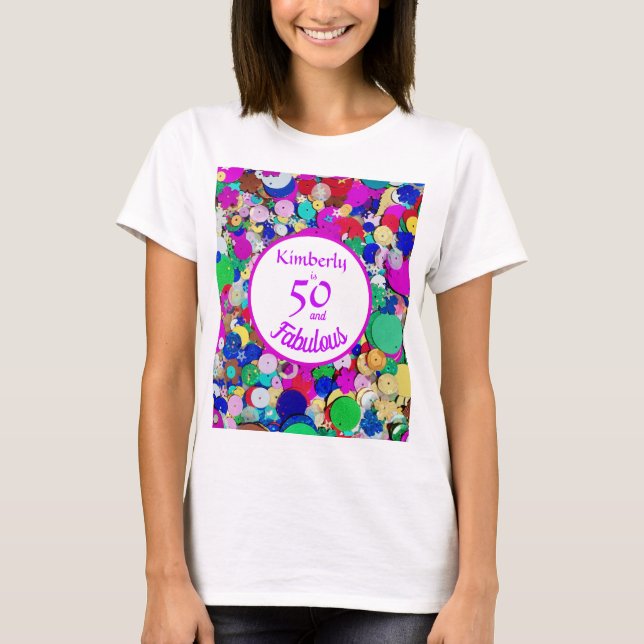 T-shirt Anniversaire de 50 ans et de fabuleux Sequin (Devant)